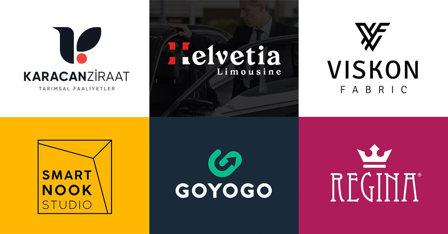 2027 logo tasarım fiyatları rehberi için hazırlanmış, altı farklı profesyonel logo tasarımı