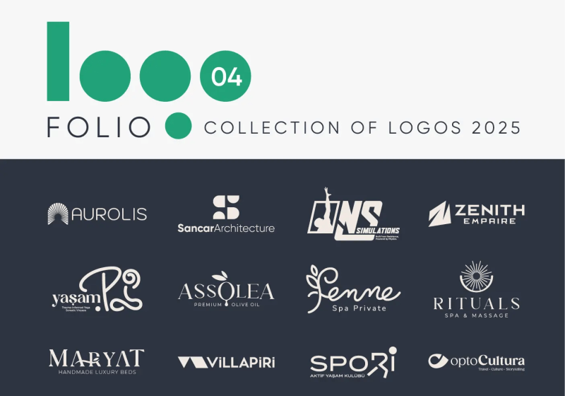 Profesyonel logo tasarımı örneklerinden oluşan 2025 logofolio koleksiyonu