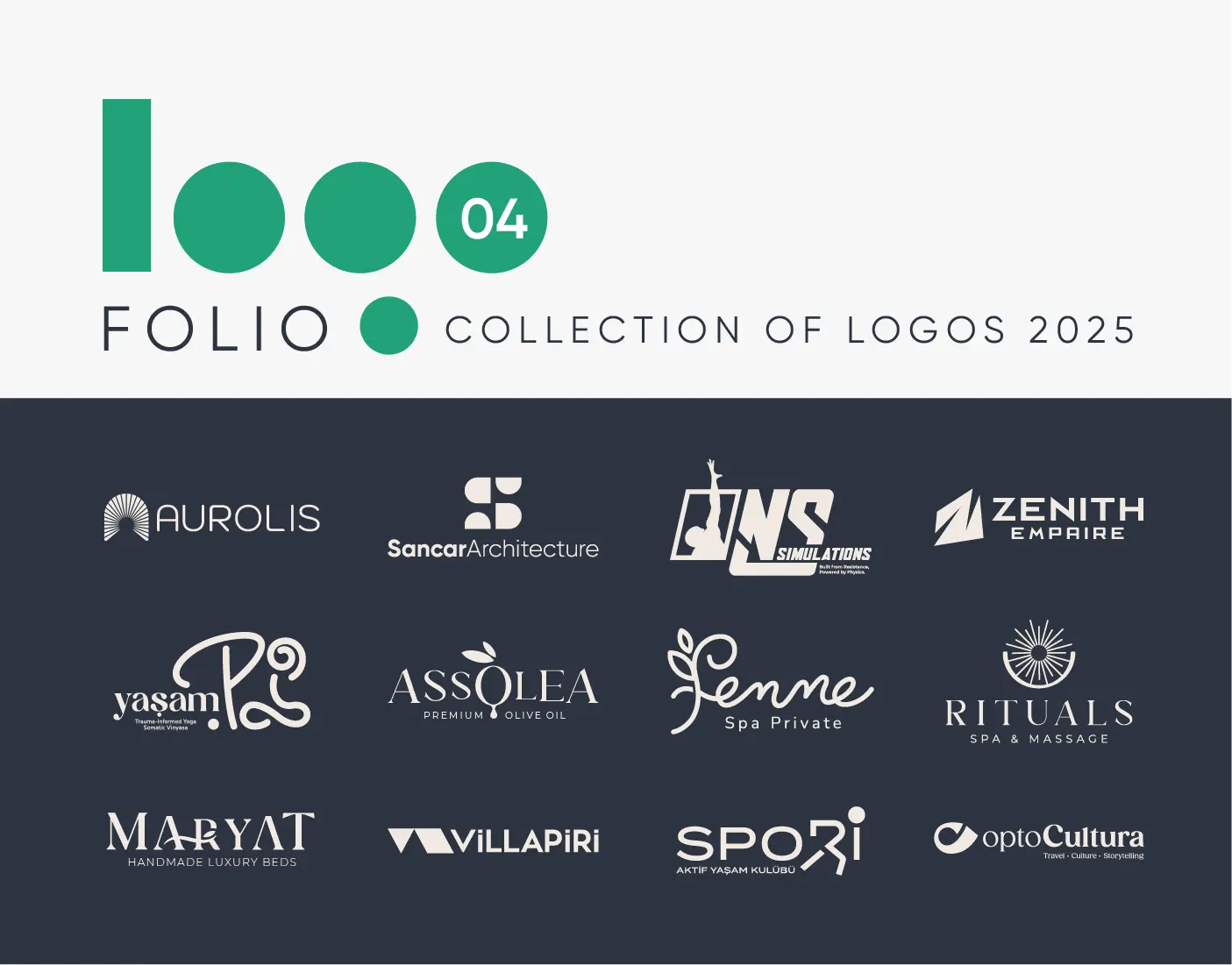 Profesyonel logo tasarımı örneklerinden oluşan 2025 logofolio koleksiyonu