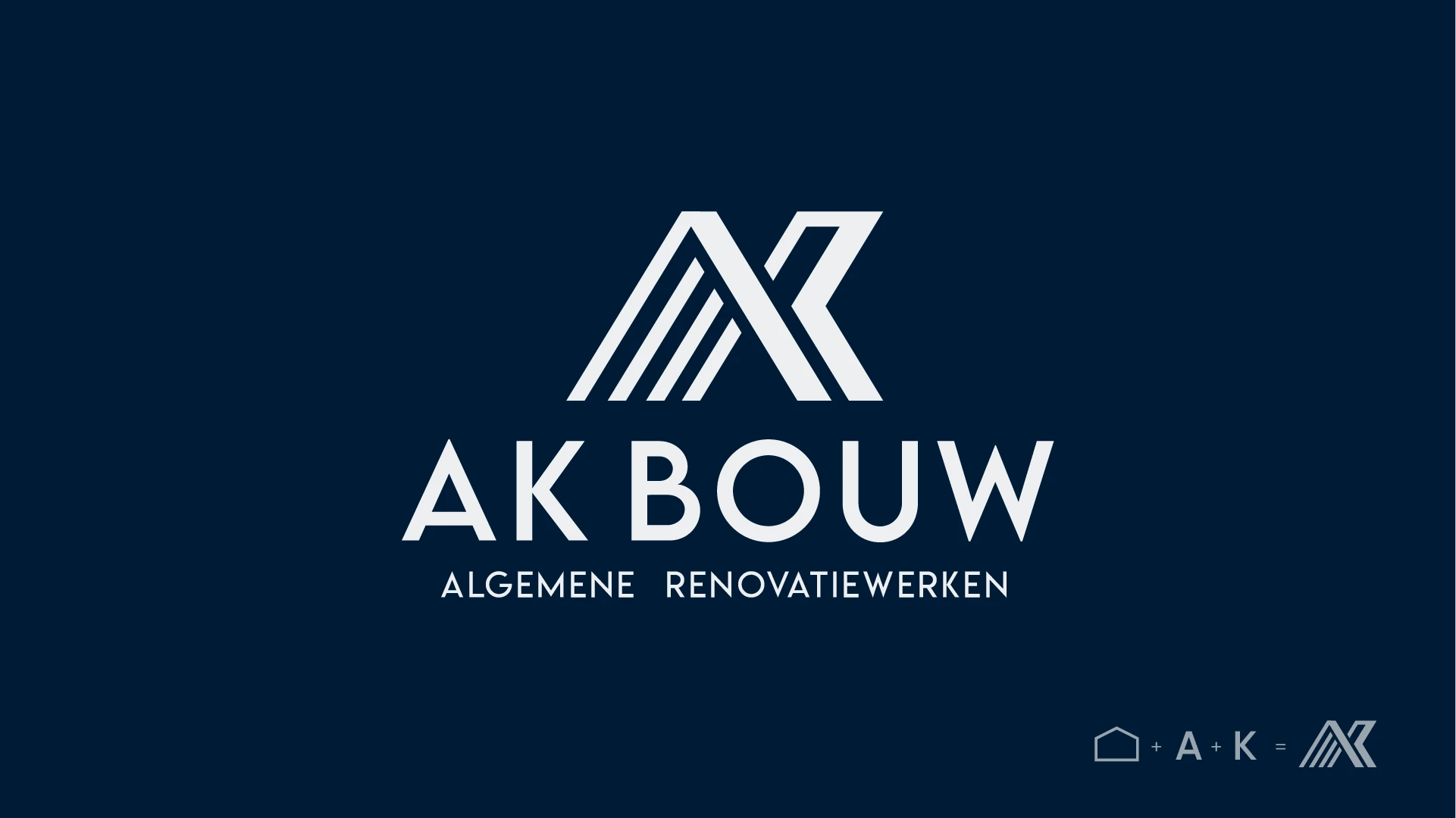 A ve K harfleriyle çatı formunu birleştiren modern ve geometrik emlak logosu tasarımı