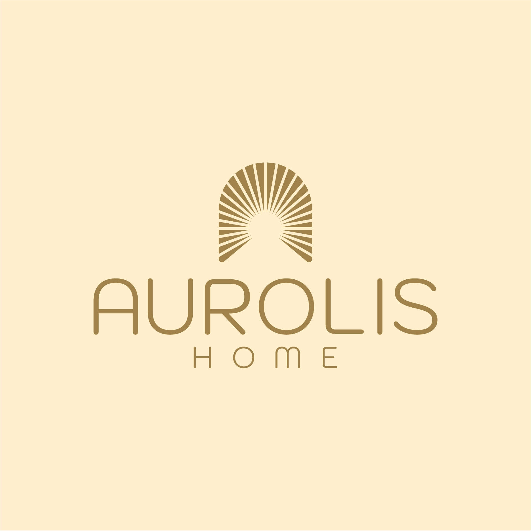 Aurolis Home markası için altın tonlarında hazırlanmış, minimal sembollü logo tasarımı.