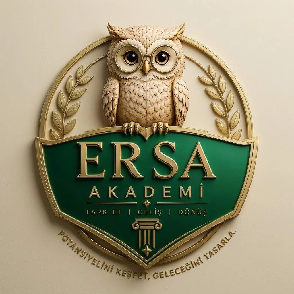 Ersa Akademi için yapay zeka ile oluşturulan, baykuş ve defne dalları içeren ilk logo tasarımı